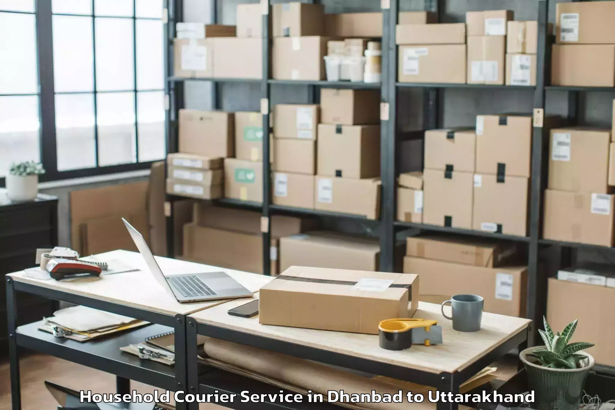 Easy Dhanbad to Bageshwar Household Courier Booking